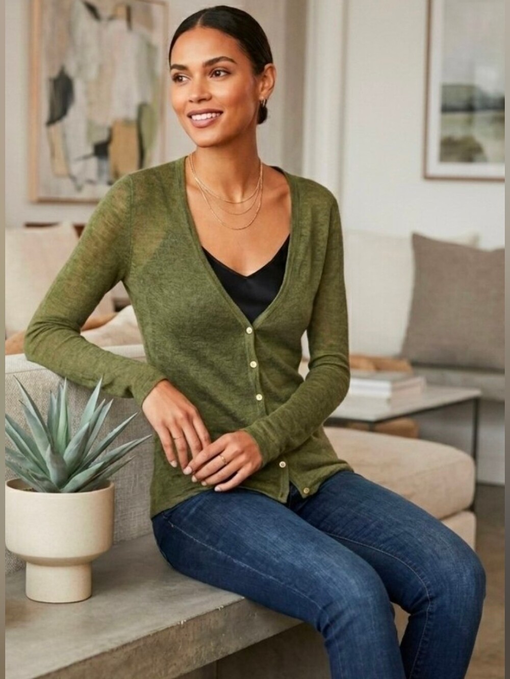 Banana Republic Alpaca/ Wool Blend Lightweight Cardigan
